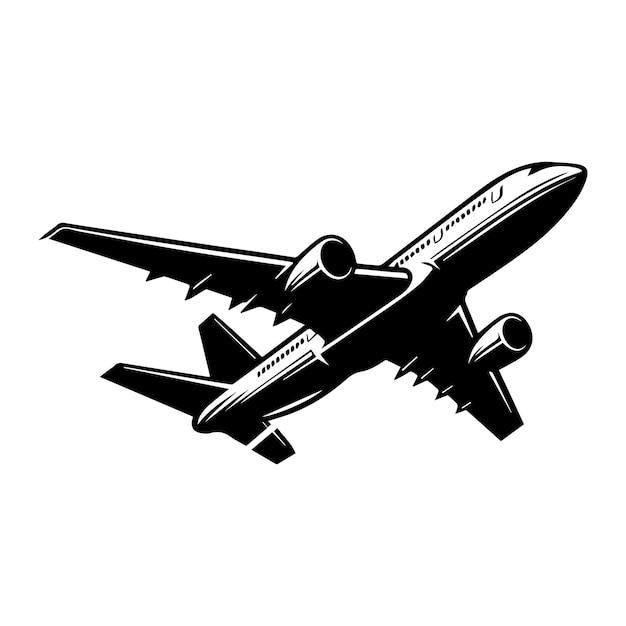 Flying Airplane Vector Silhouette Illustration Aeroplane Icon Travel Agency Logo Design Aircraft Im