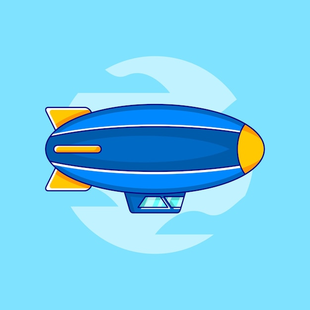 Flying Airship Vector in Flat Design Illustration