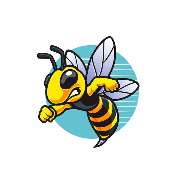 flying angry bee mascot