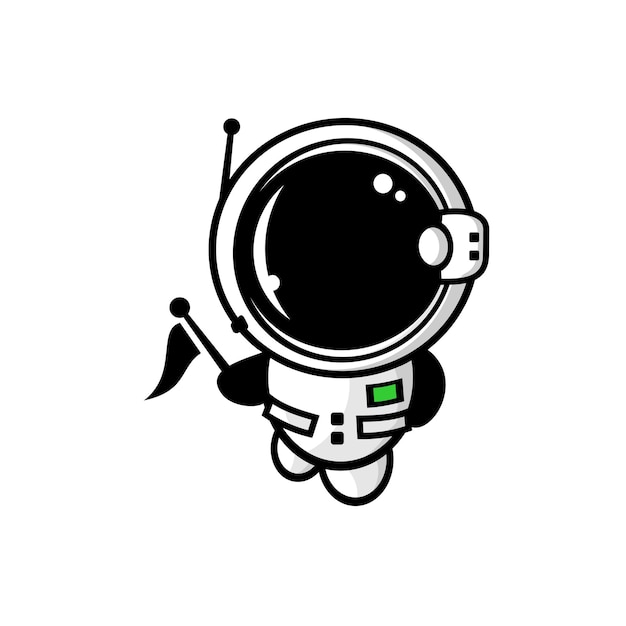 flying astronaut vector flying carrying flag, astronaut logo illustration vector