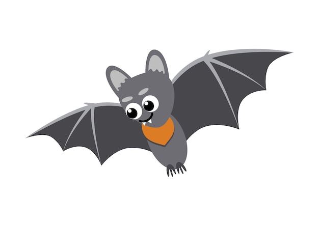 Flying bat. Jolly bat. Flat, cartoon, vector