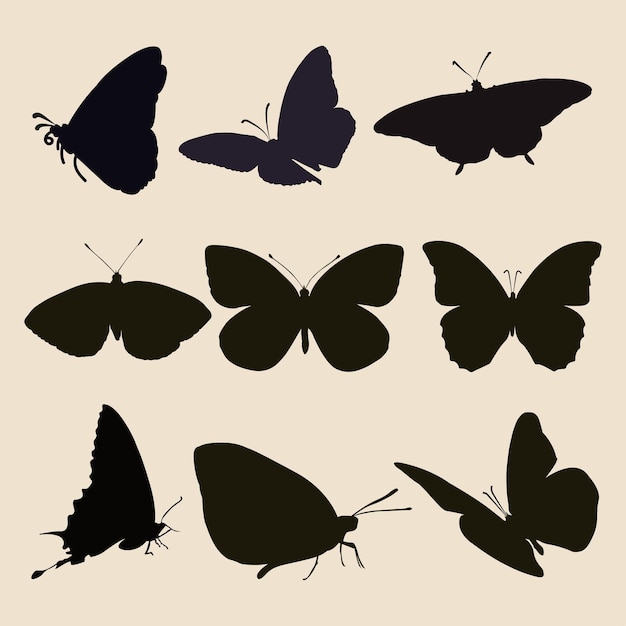 Flying beautiful butterfly silhouette Free Vector