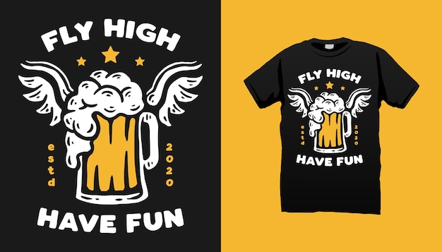 Flying beer tshirt design