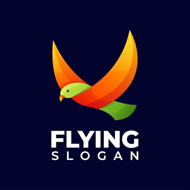 Flying bird colorful gradient modern illustration logo