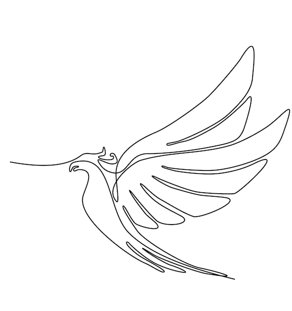 Flying bird continuous line drawing element isolated on white background for decorative element