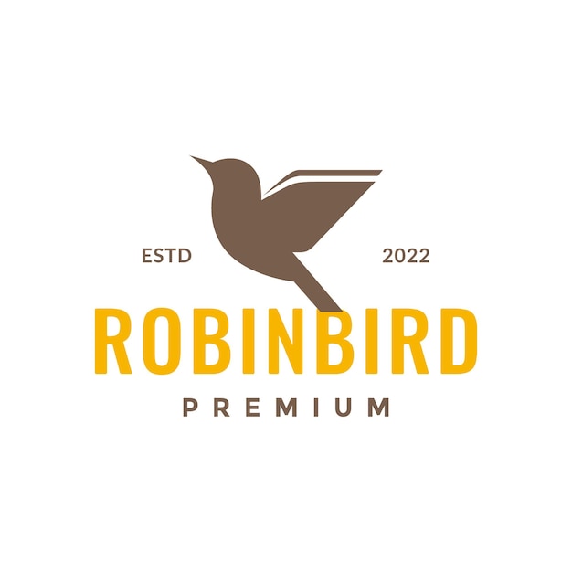 Flying bird flapping wings robin little modern logo design vector icon illustration template