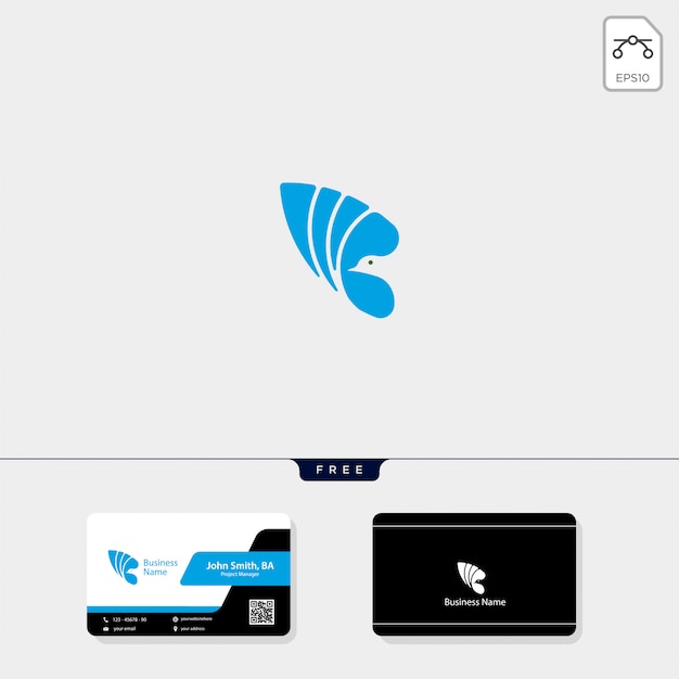 Flying bird logo and free business card design