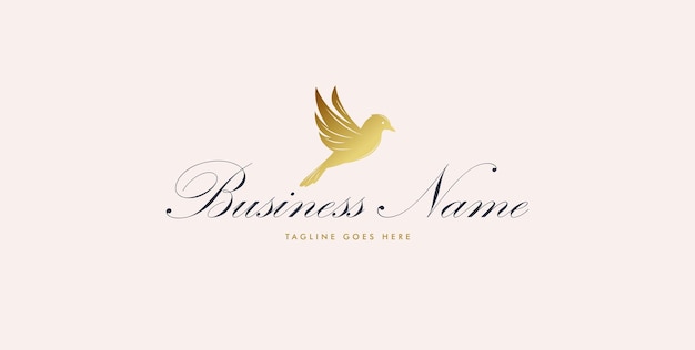 Flying bird logo with luxurious and elegant gold color