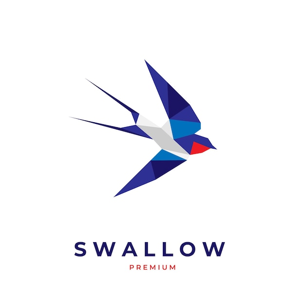 Flying Blue Swallow Geometric Illustration Logo