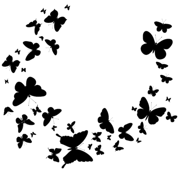 Flying butterflies black silhouette isolated vector