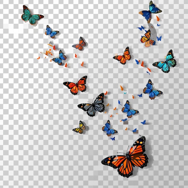 Vector flying butterflies colorful butterfly isolated on transparent background