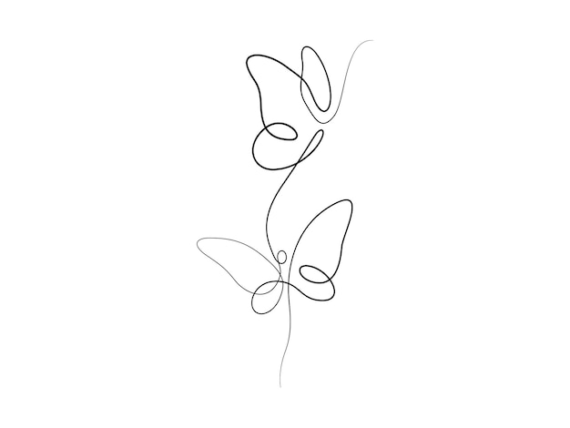 Flying butterfly continuous single line drawing vector illustration pro vector