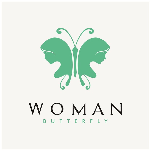 Flying Butterfly Woman Silhouette for Natural Beauty Skin Face Cosmetic logo design inspiration