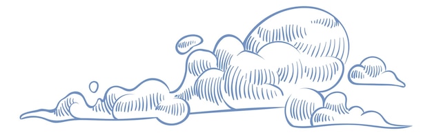 Flying cloud icon Windy sky sketch drawing