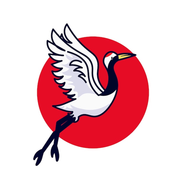 Flying cranes japanese with japan flag background