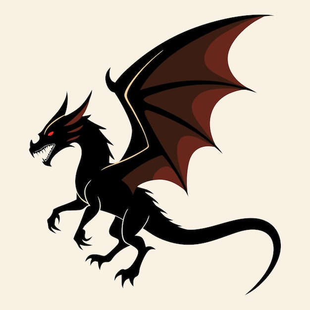 Vector flying dragon vector epic fantasy illustration for mythical creatures and adventure themes