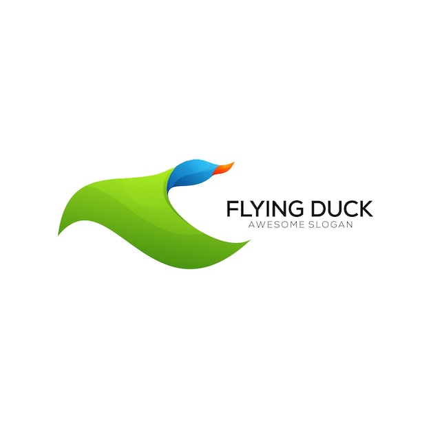 flying duck logo design gradient colorful