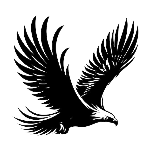 Vector flying eagle bird silhouette isolated on white background minimalist eagle vector shape