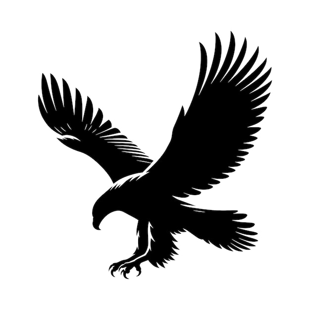 Vector flying eagle bird silhouette isolated on white background minimalist eagle vector shape