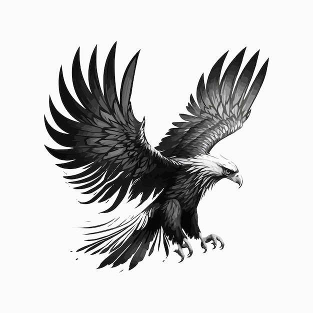 Flying eagle black logo vector