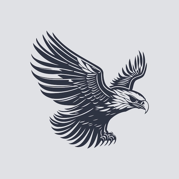 Flying Eagle Sillhouette printable on Tshirt Logo Icon Isolated Illustration