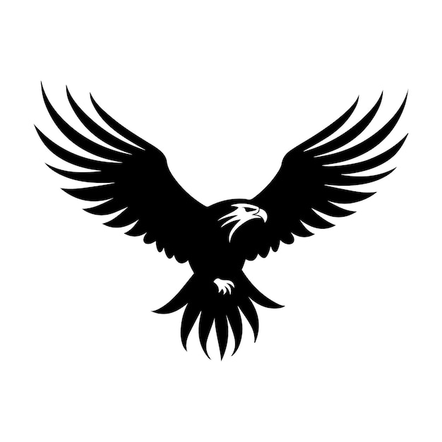 flying hawk silhouette on white vector clipart