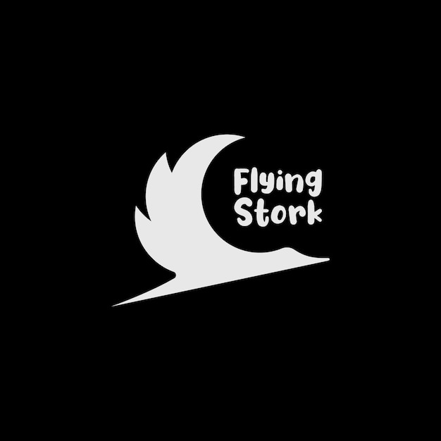 flying heron or stork logo stork silhouette logo with crescent shape