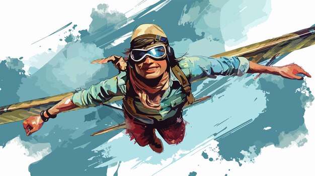 Vector flying high mixed media vector isolated illustration