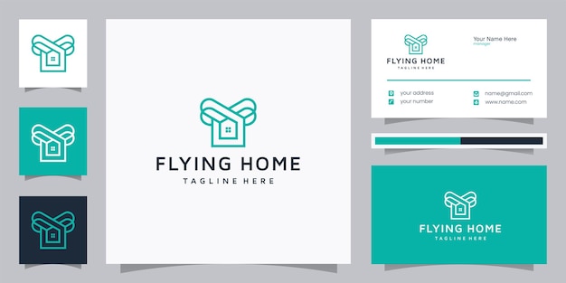 Flying home logo design and business card