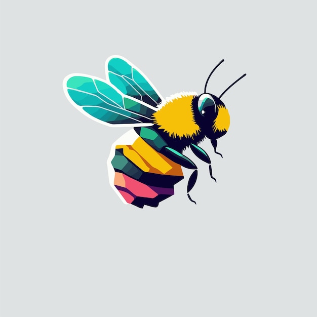 Flying honey bee bumblebee character logo mascot flat vector