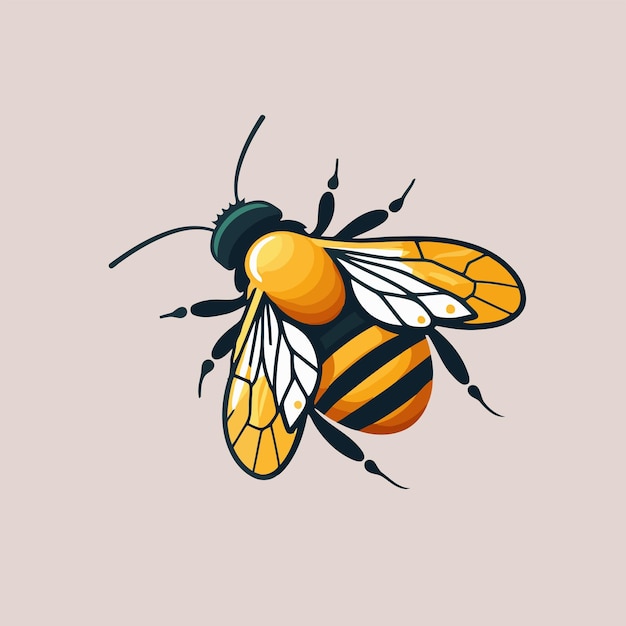 Flying honey bee bumblebee character logo mascot flat vector