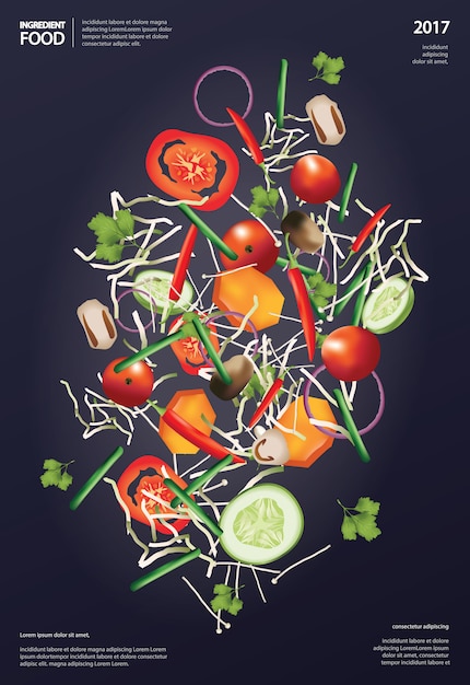 Vector flying ingredient food vector illustration