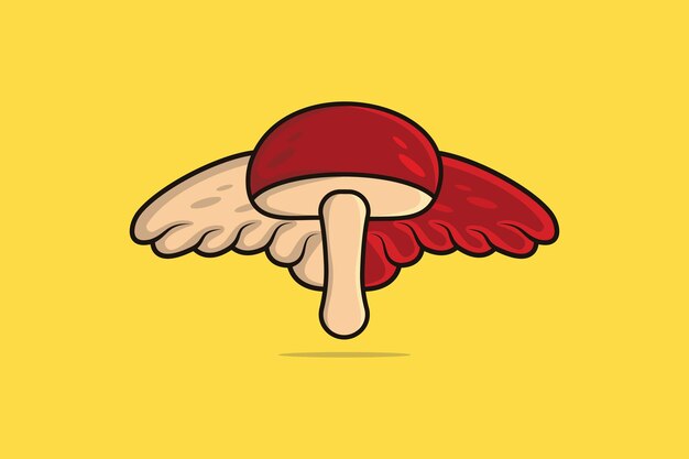 Flying Mushroom with Wings vector illustration Food nature icon concept