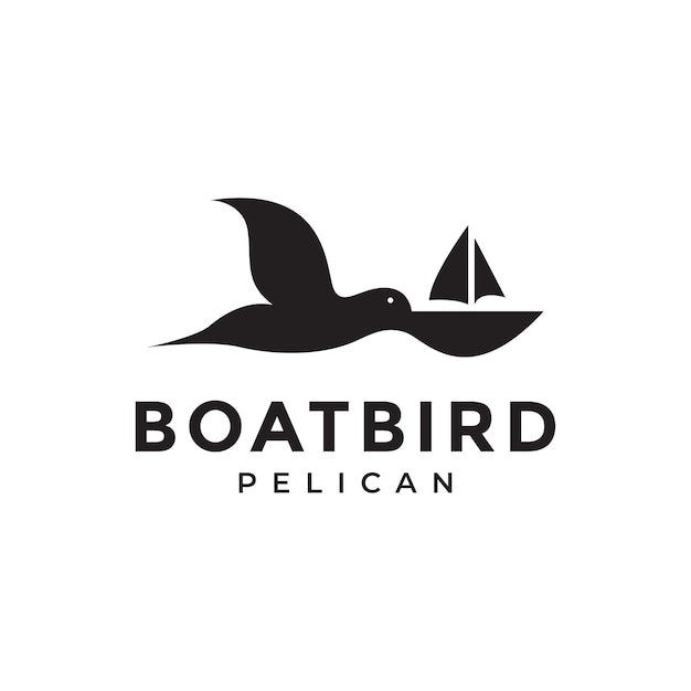 Flying pelican with boat logo design vector graphic symbol icon illustration creative idea