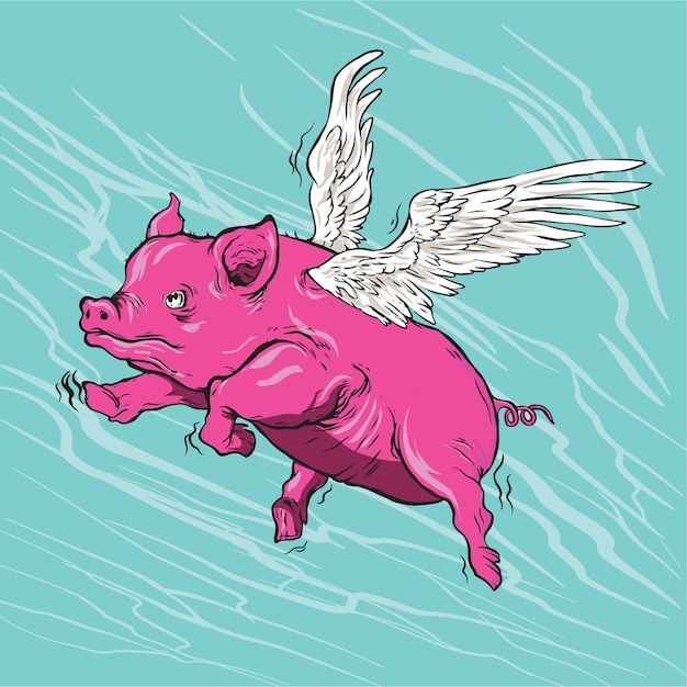 Flying pigs illustration