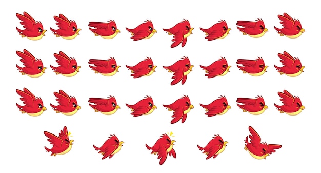 Flying Red Bird Game Sprites