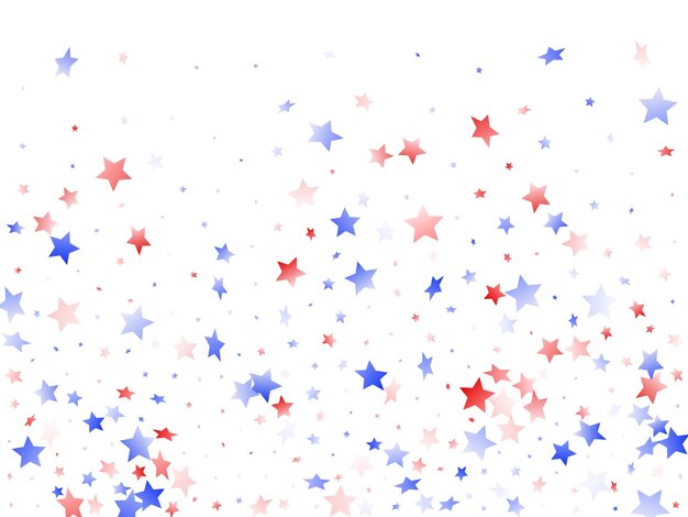 Flying red blue white star sparkles on white vector american pat