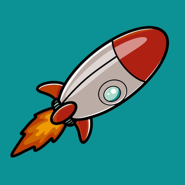 Flying rocket design cartoon illustration