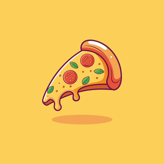 Flying Slice Of Pizza Cartoon Vector Illustration Fast Food Concept Isolated Vector Flat Cartoon S