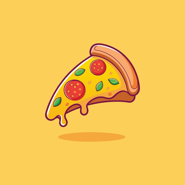 Flying Slice Of Pizza Cartoon Vector Illustration Fast Food Concept Isolated Vector Flat Cartoon S