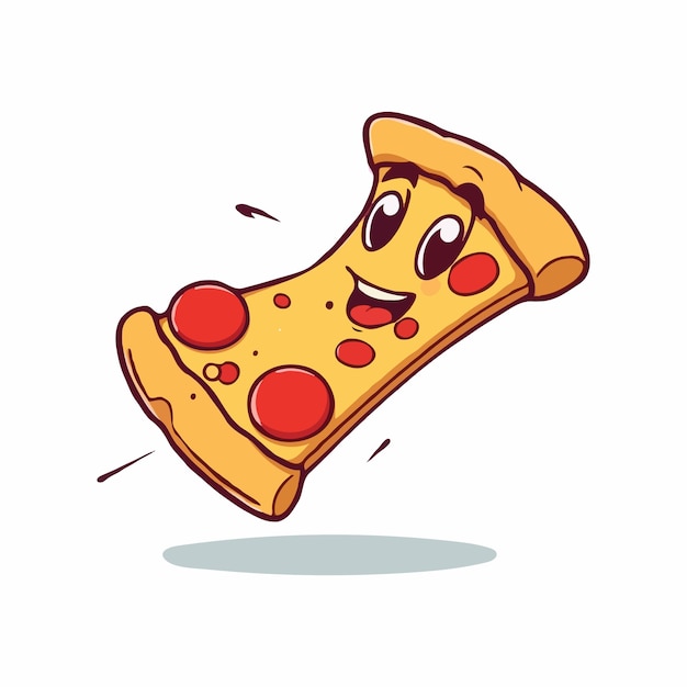 Vector flying slice of pizza cartoon vector illustration fast food concept isolated vector flat cartoon style