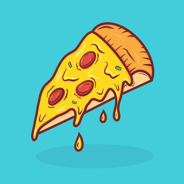 Flying slice of pizza vector illustration fast food concept isolated