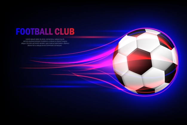 Flying soccer ball. Football club. Flaming soccer ball 3d