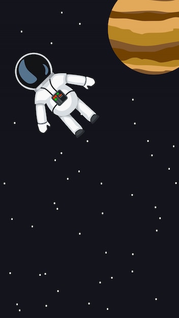 Flying in space astronaut