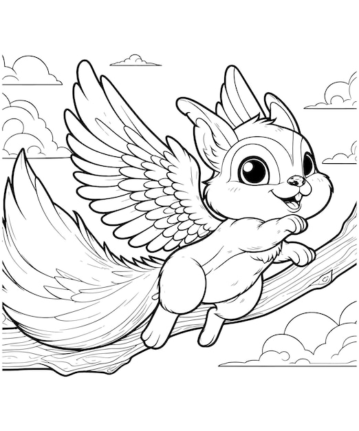 Vector flying squirrel coloring pages vector carton illustration