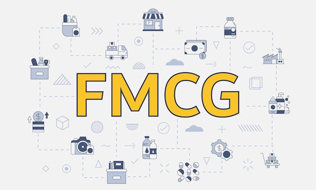 Fmcg fast moving consumer goods concept with icon set with big word or text on center