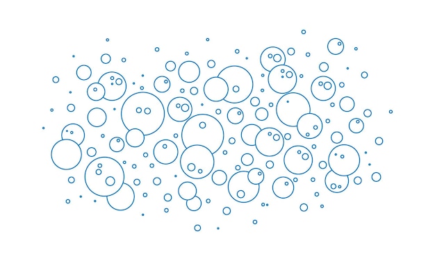 Foam bubble vector line icon soap water pattern sea or champagne background Bath soda or oxygen