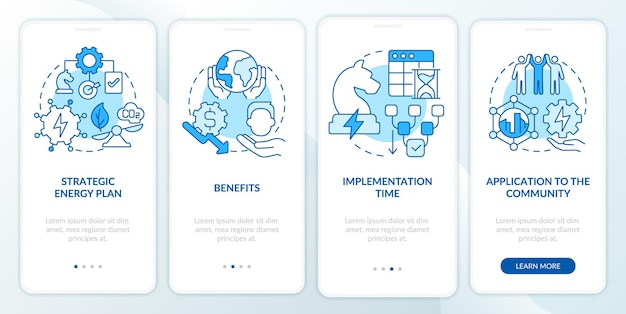 Focus on energy strategy blue onboarding mobile app screen