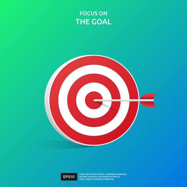 Focus on the goal icon. Success concept