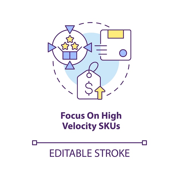 Focus on high velocity SKUs concept icon